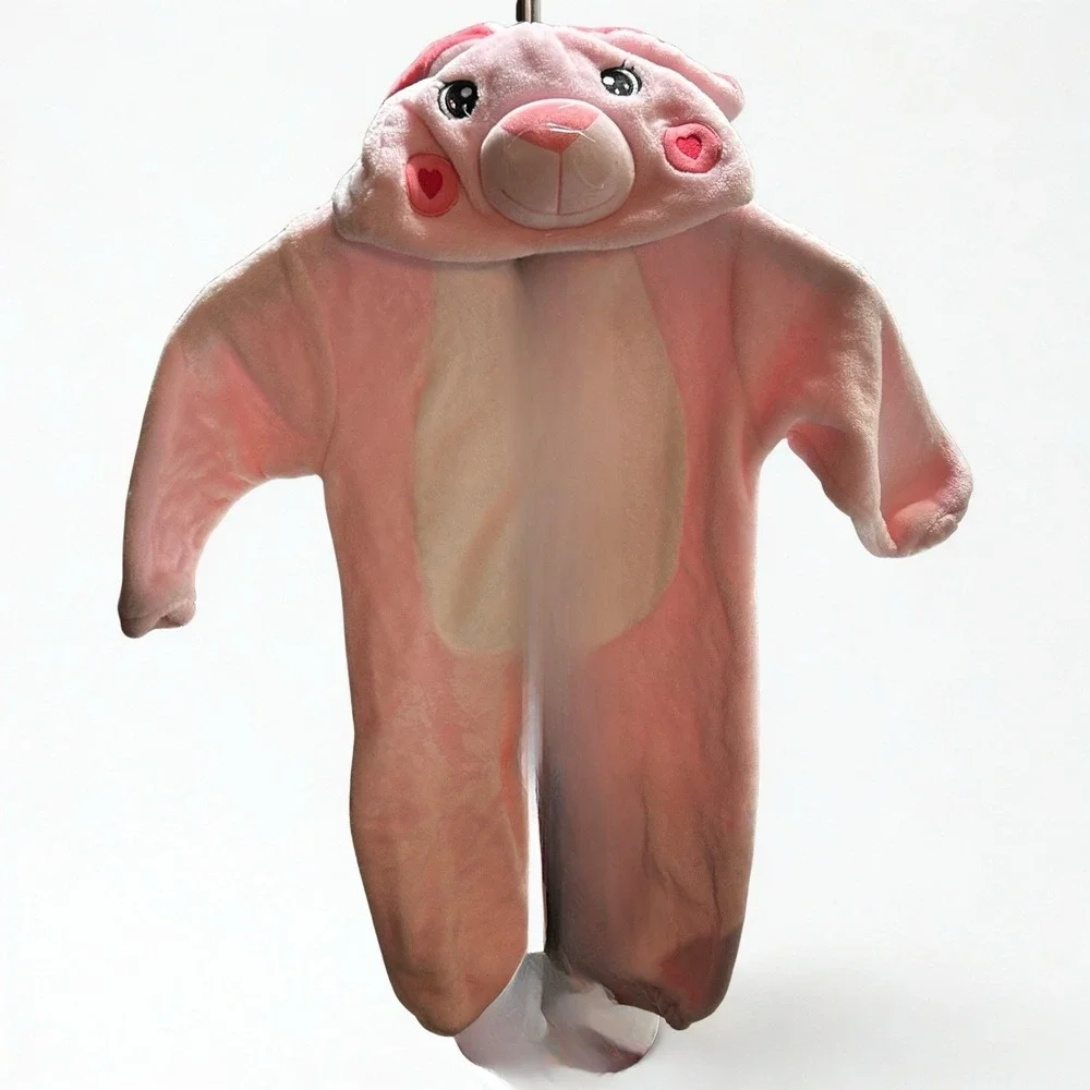 Spooktacular Creations Pink Rabbit Bunny Plush Hooded Onesie‎ Costume Size 90